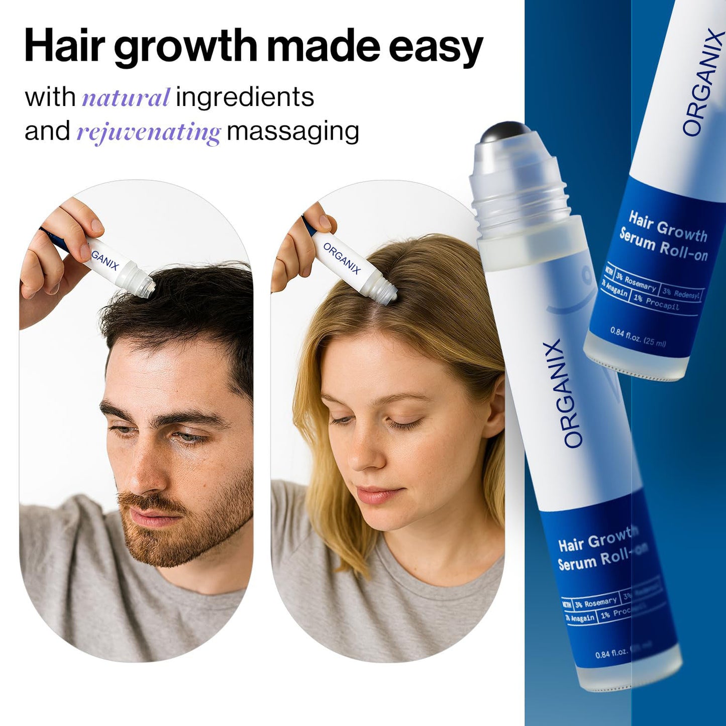 Buy 1 Get 1 Free - Organix™ - Hair Growth Roll-On Serum