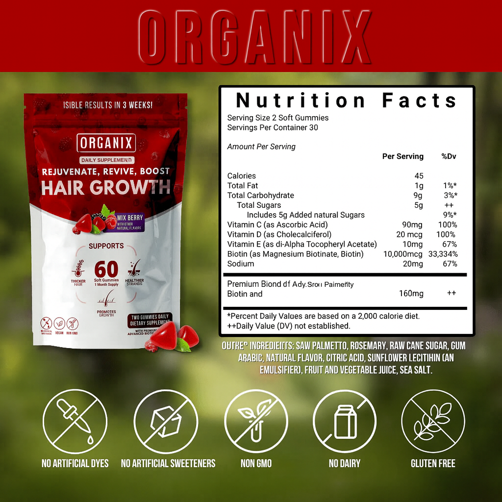 Buy 1 Get 1 Free - Organix™ - Hair Growth Gummies