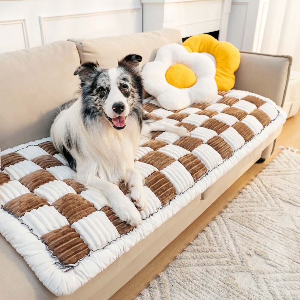 Funda para sofá cama con estampado de cuadros cuadrados para perros 