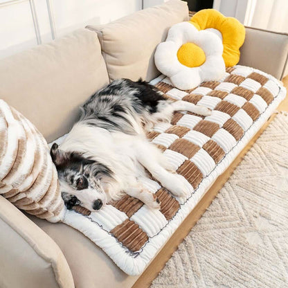 Funda para sofá cama con estampado de cuadros cuadrados para perros 